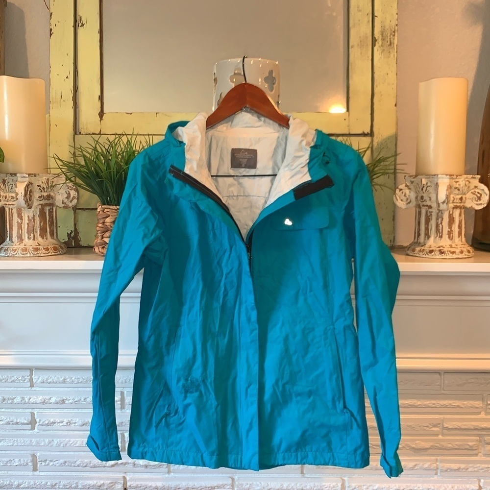 Paradox Teal Blue Hooded Waterproof Jacket with Pockets Packable Gorpcore Small
